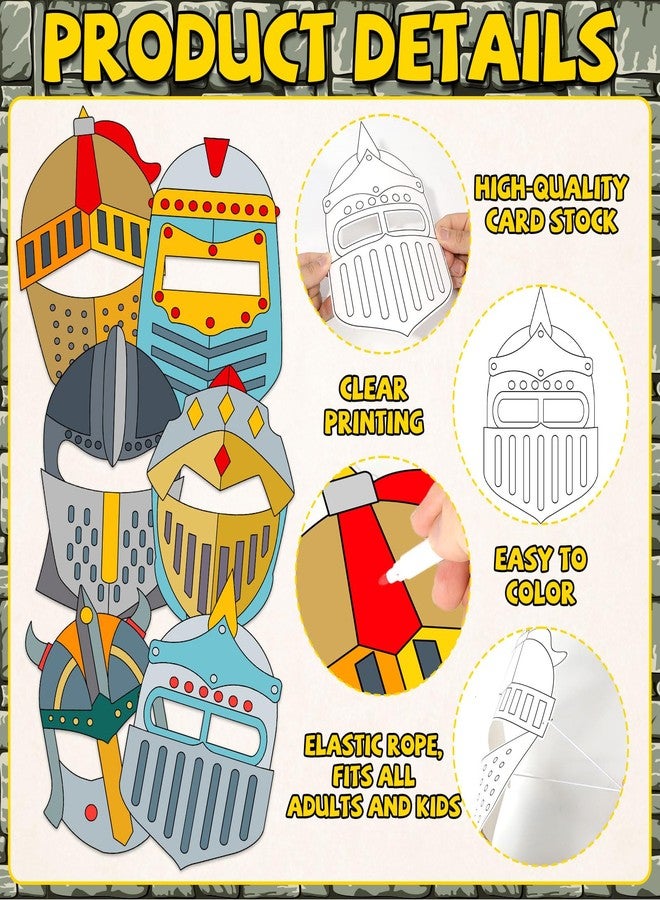Lonfliness 36 Set Medieval Knight Armor Coloring Mask Craft for Kids Color Your Own Paper DIY Kit Religious Bible Armor of God Knight Mask Crafts Helmet of Salvation Craft for Fun Home Activities Party Supplies - Image 3